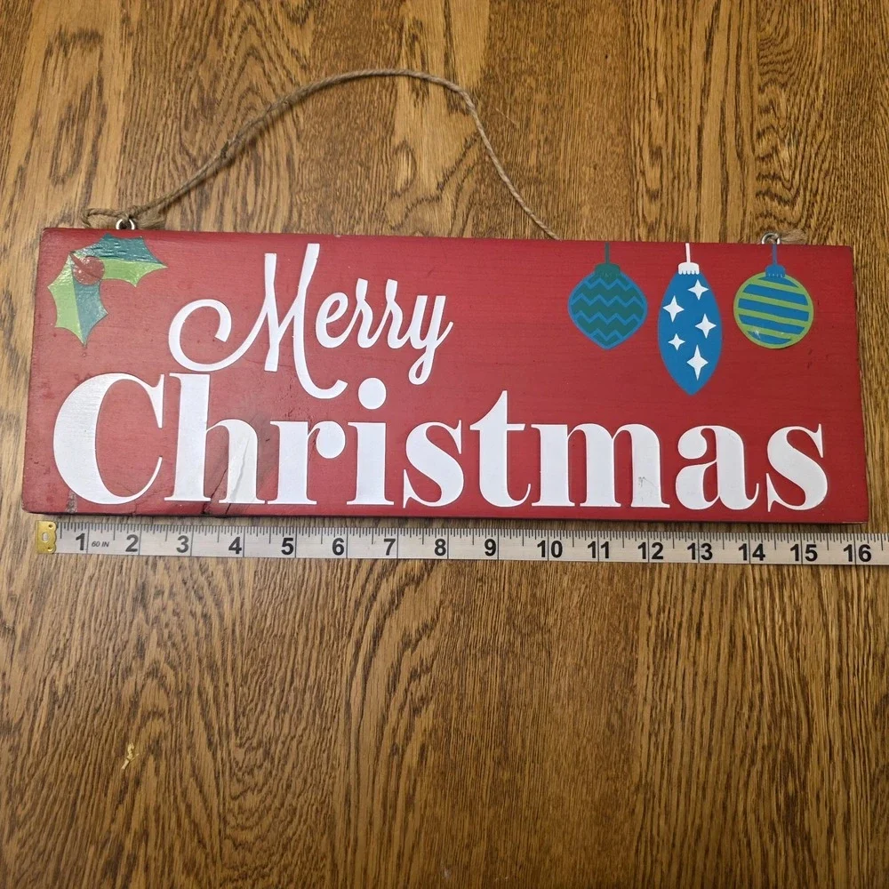 Reversible MERRY CHRISTMAS HAPPY THANKSGIVING Homemade Vinyl Wood Hanging Sign‎
